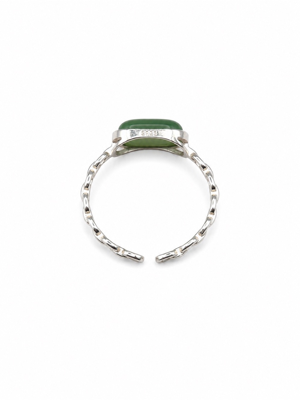 Jade Paperclip Ring (S925) R102 - Picture 3 of 3